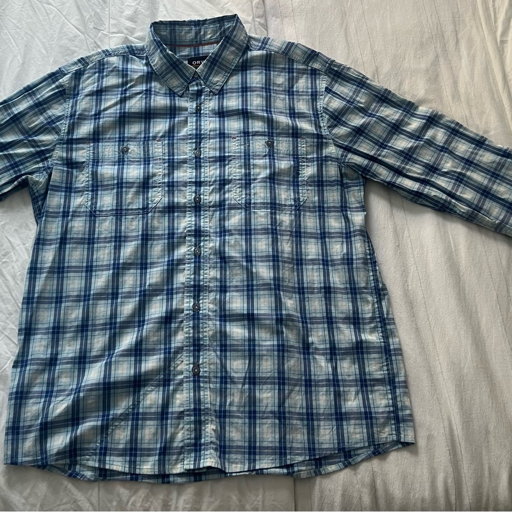 Orvis Blue and White Plaid Casual Shirt